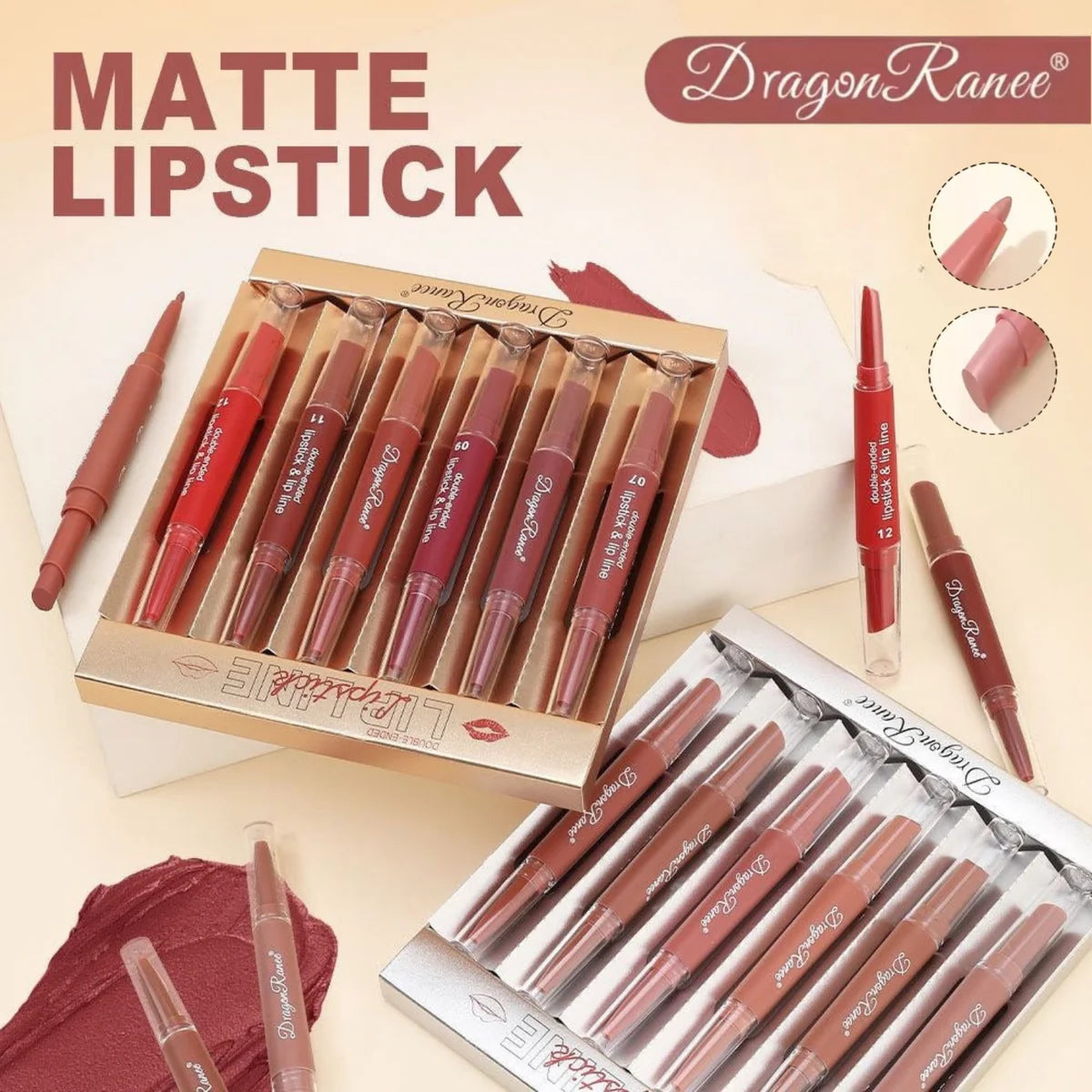 Dragon Ranee 2-in-1 Lipstick π | Long-Lasting Matte & Moisturizing Lip Color πΈ6 PCs Set