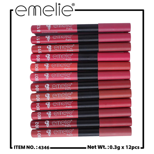 Emelie Matte Jumbo Lip And Eye Pencil 12PCs Pack