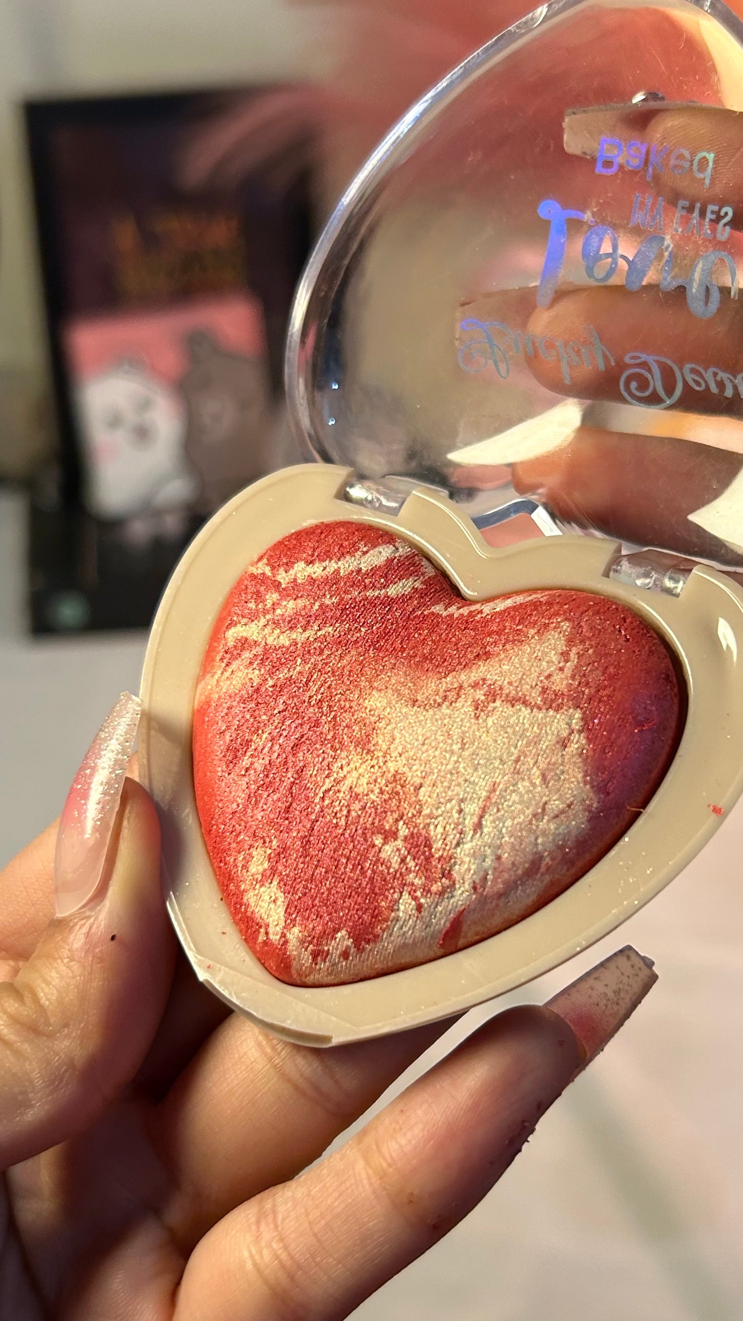 Heart-Shaped Baked Blush Palette β Shimmer Glow Cheek Tint | Long-Lasting Marble Blush for Natural Pink Glow | Love Collection Beauty Makeup