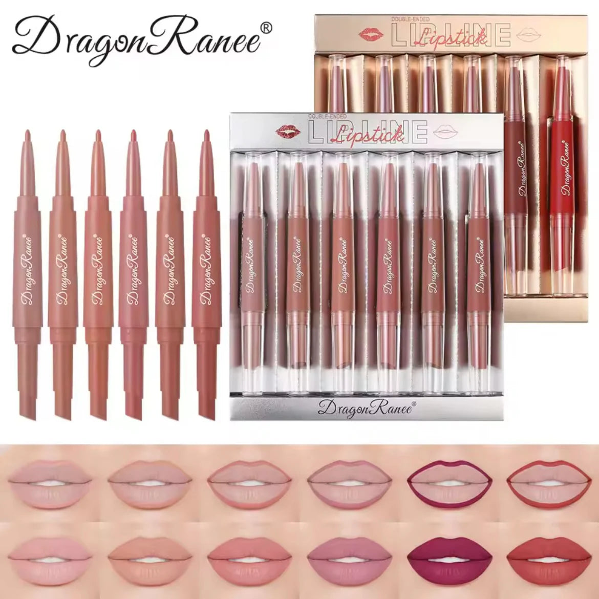 Dragon Ranee 2-in-1 Lipstick 💄 | Long-Lasting Matte & Moisturizing Lip Color 🌸6 PCs Set