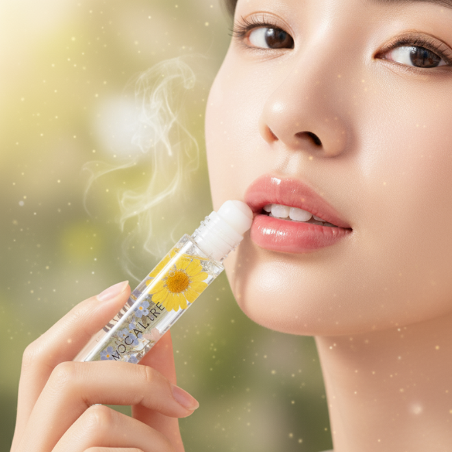 Flower Infused Moisturizing Lip Oil for Dry | High-Shine Moisturizing Roller Lip Balm for Chapped Lips