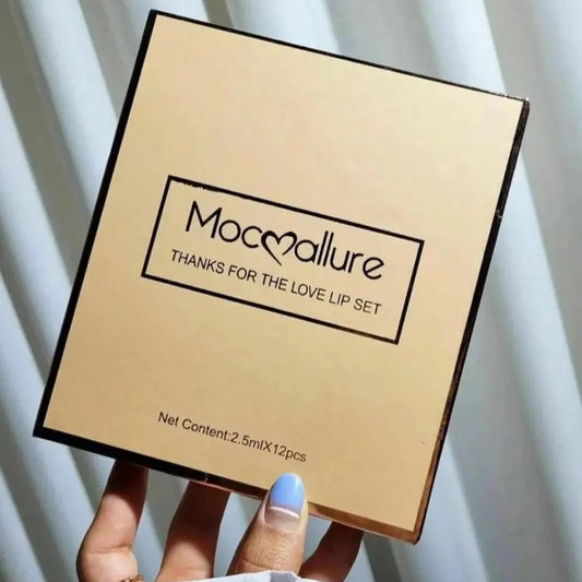 Moc Allure Matte Lip Gloss | Long-Lasting Velvet Finish | Non-Sticky, Waterproof Matte Lip Tint 12 PCs Pack
