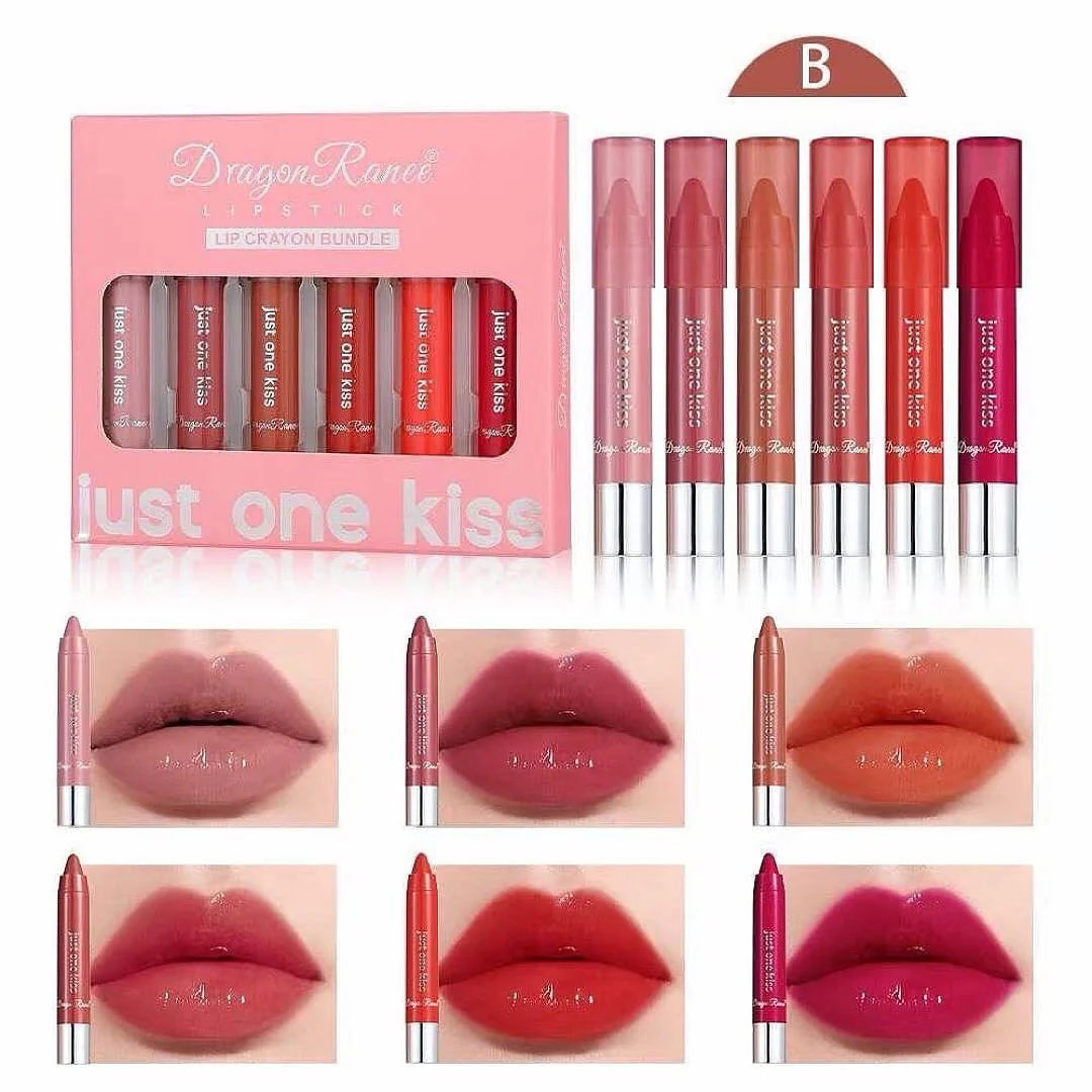 🔥 Dragon Ranee Lip Crayons | Long-Lasting Matte Lipstick 💋 | Smooth & Vibrant Shades 6 PCs Set