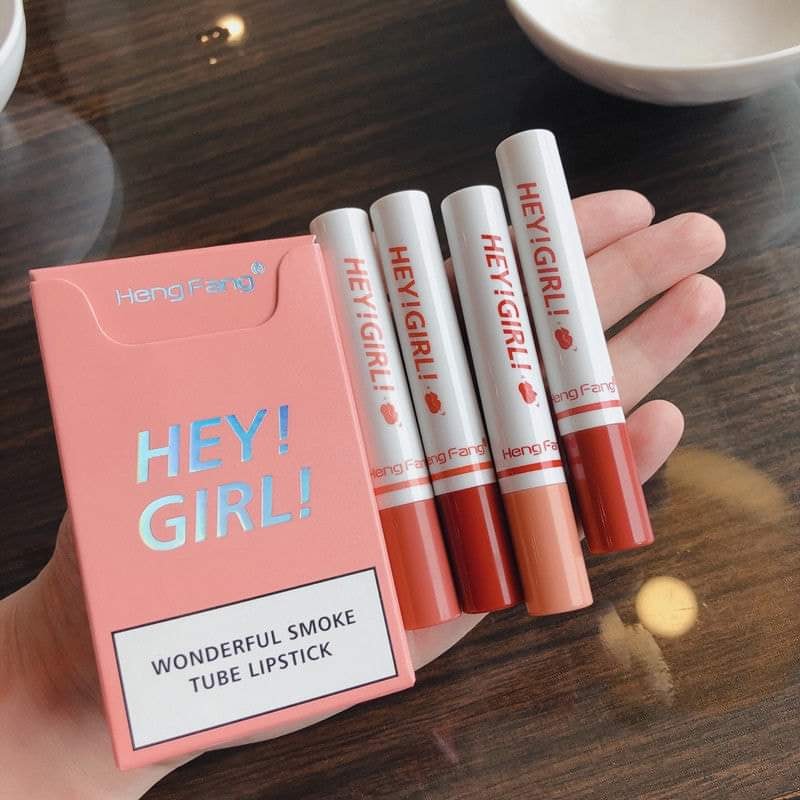 Heng Fang Hey Girl Wonderful Smoke Tube Lipstick – Long-Lasting Matte Finish 4PCs set