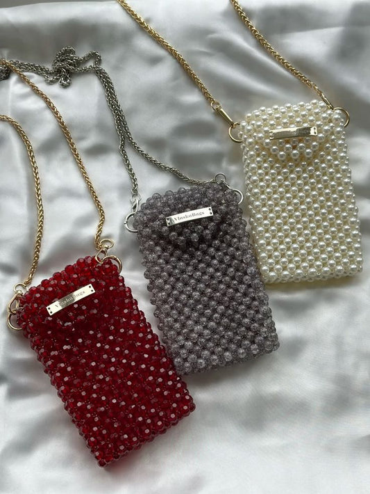 Handmade Beaded Phone Bag | Stylish Beaded Crossbody Bag | Unique Handmade Accessories for Women