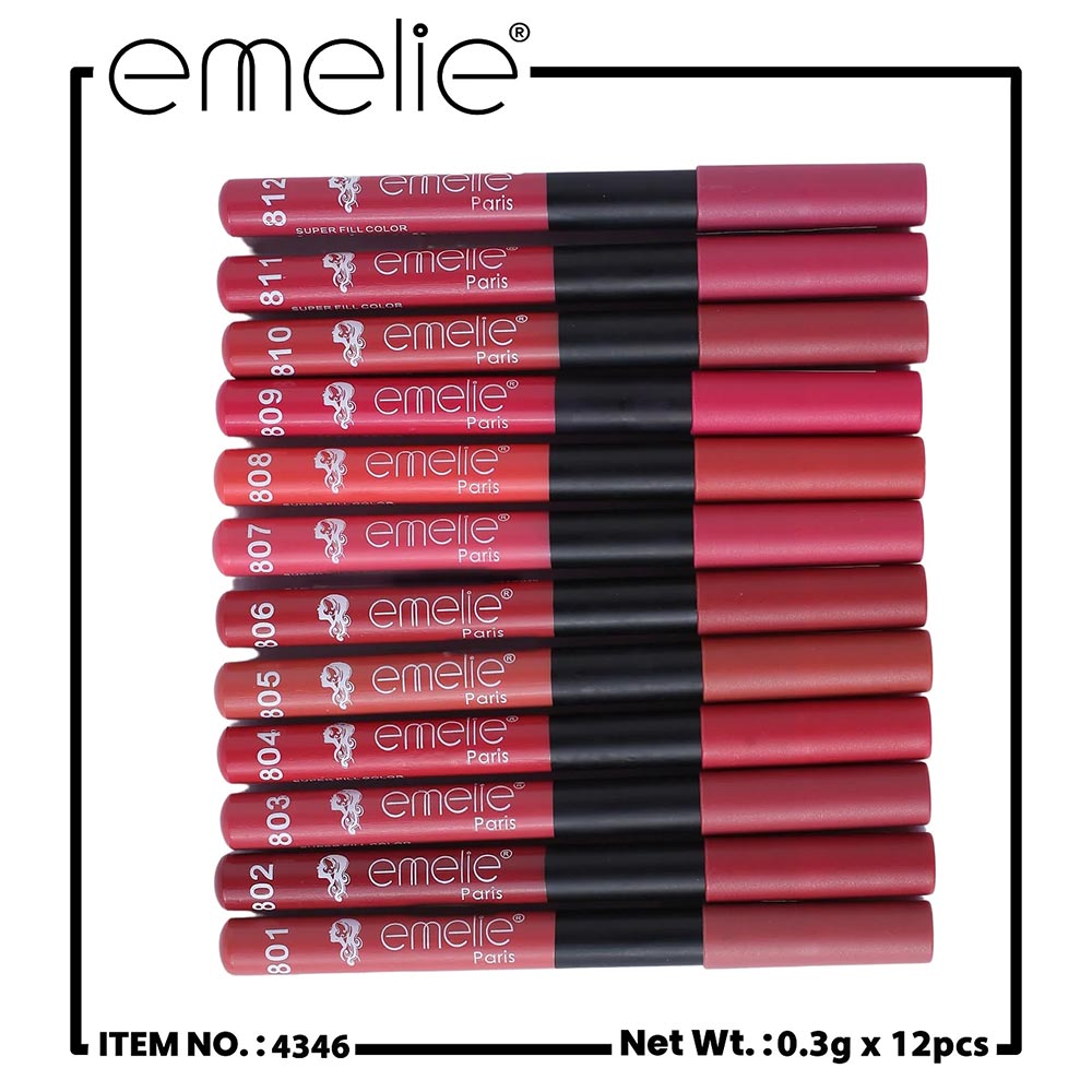 Emelie Matte Jumbo Lip And Eye Pencil 12PCs Pack