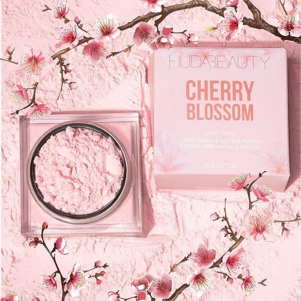 Huda Beauty Easy Bake Face Powder – Cherry Blossom Cake | Long-Lasting Brightening Setting Powder for Smooth, Crease-Free Finish