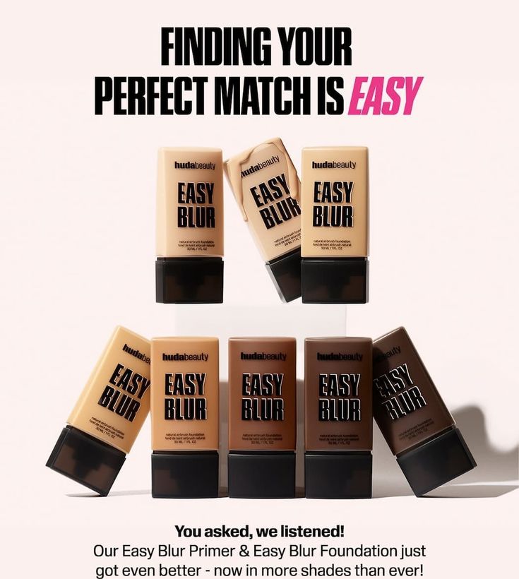 Huda Beauty Easy Blur Foundation – Angel Food 110N, 30ml | Flawless Matte Finish & Lightweight Coverage
