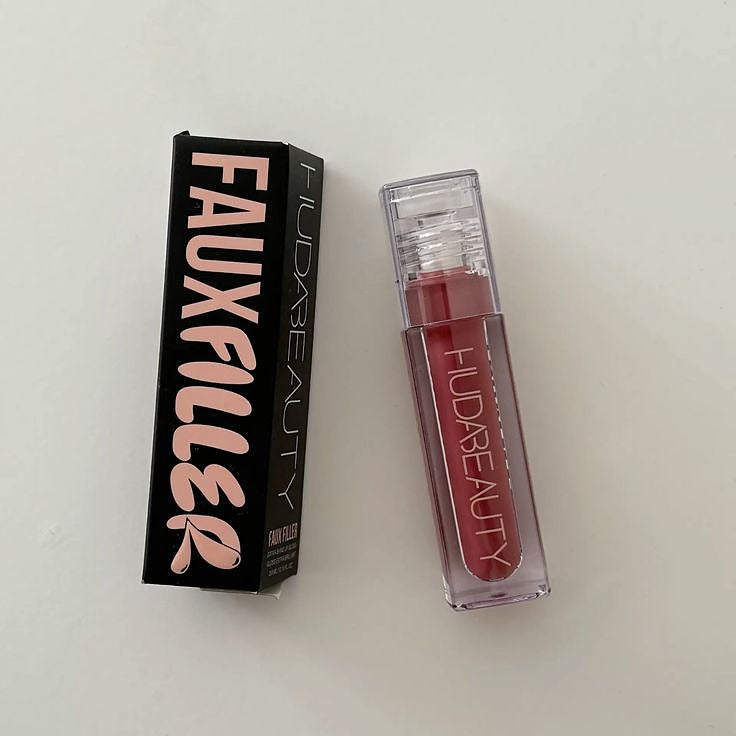 HUDA BEAUTY Faux Filler Shiny Non-Sticky Lip Gloss – Glassy | High-Shine Plumping Effect | Long-Lasting Hydrating Lip Gloss 💄
