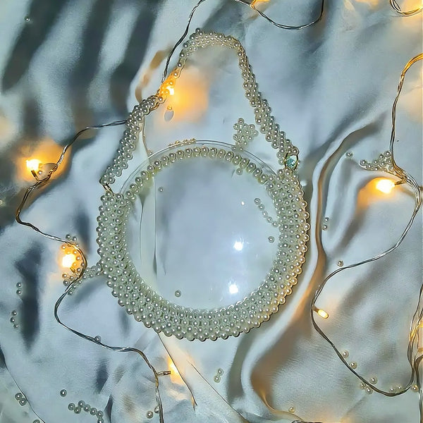 Handmade Beaded Acrylic & Pearl Bag | Elegant Beaded Clutch for Women | Party & Wedding Accessory