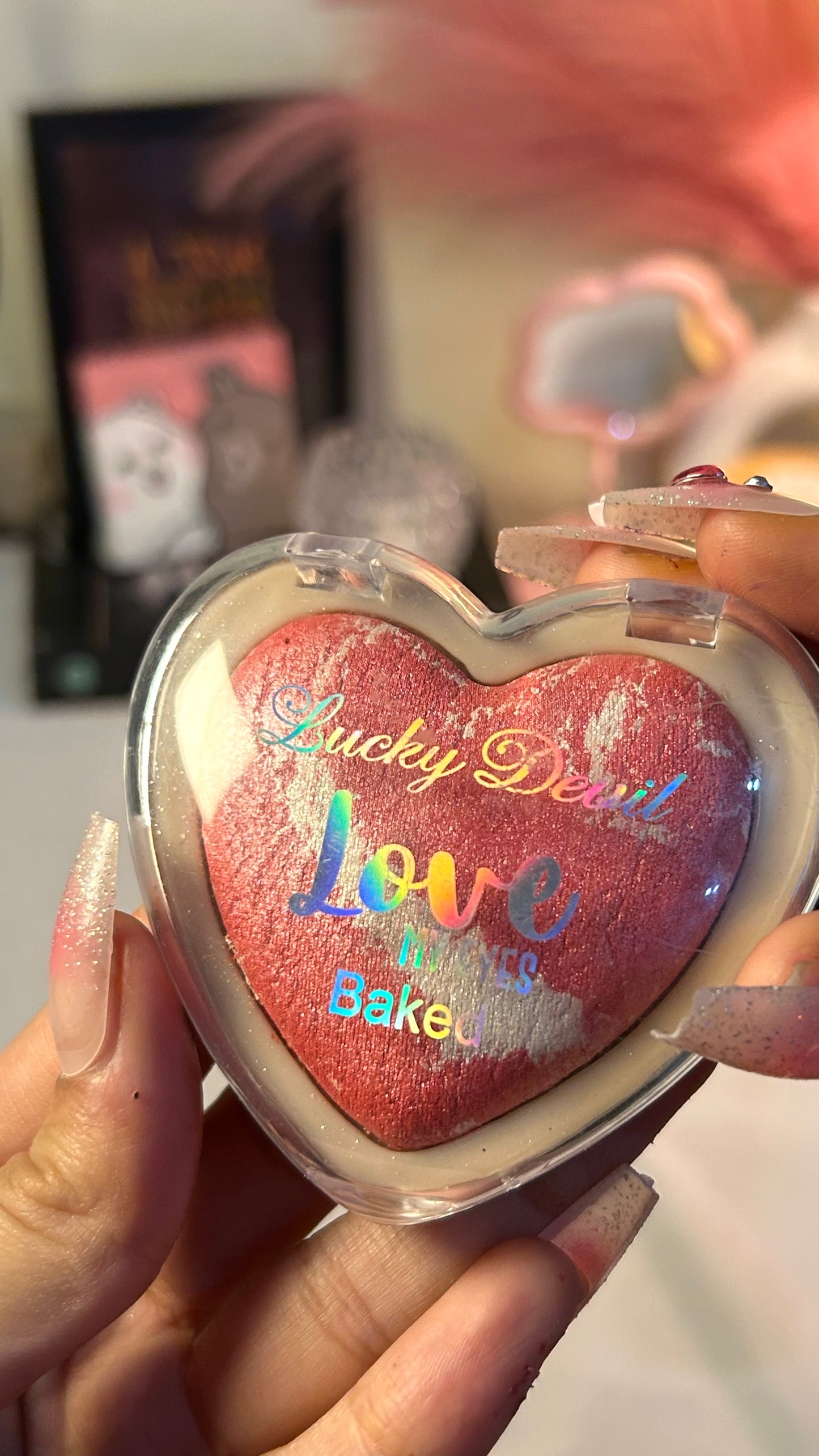 Heart-Shaped Baked Blush Palette – Shimmer Glow Cheek Tint | Long-Lasting Marble Blush for Natural Pink Glow | Love Collection Beauty Makeup