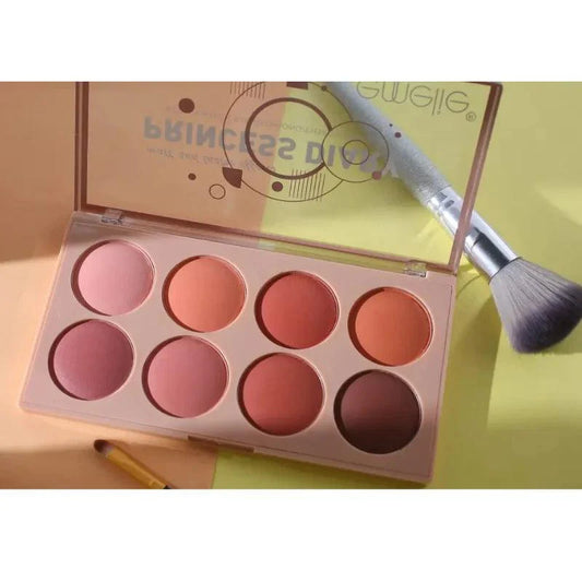Emelie 8-Color Matte Blush Palette | Long-Lasting Natural Finish | Multi-Shade Professional Blush-On Kit