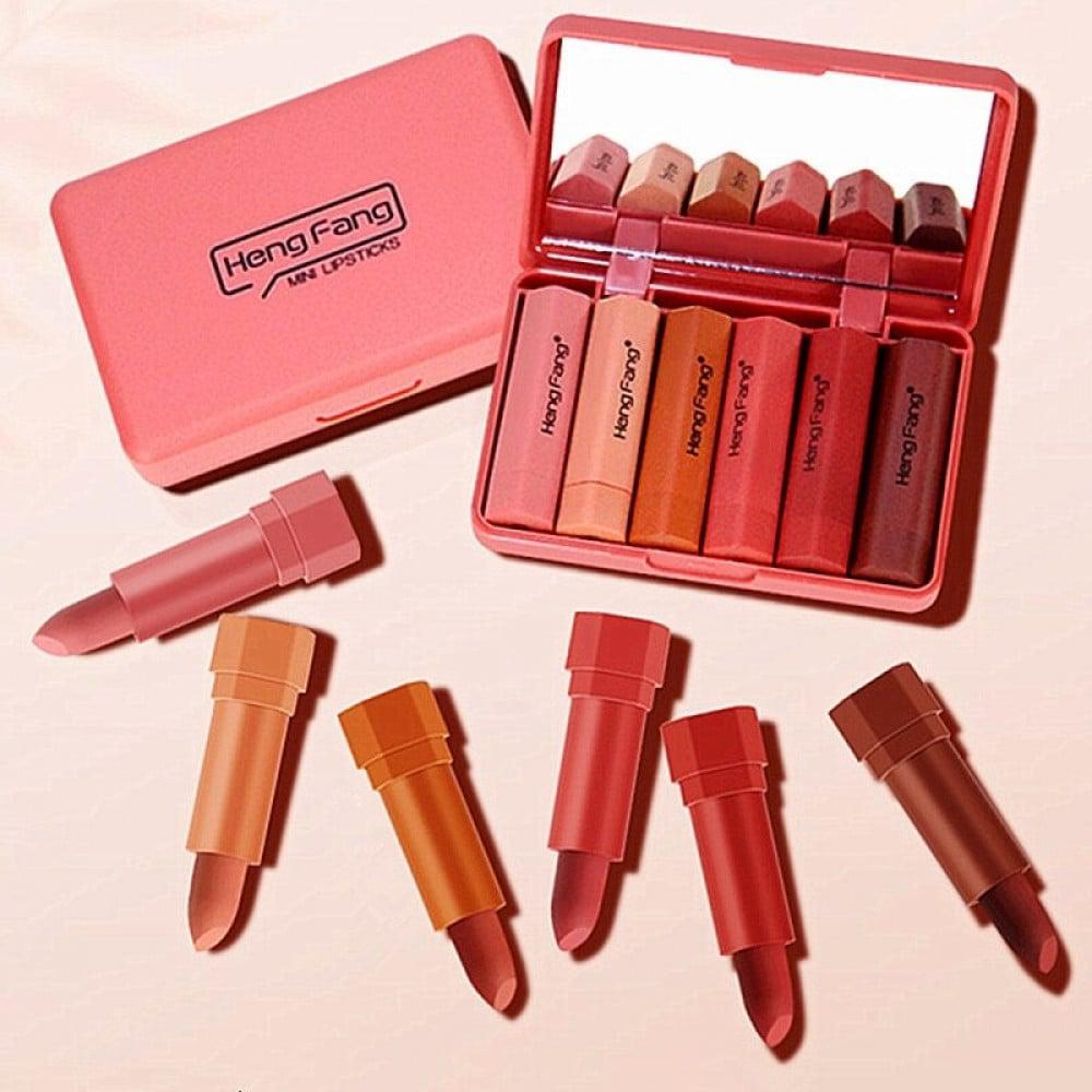 Heng Fang Mini Lipstick 💄 | Moisturizing & Long-Lasting Lip Color 🌟6PCs Set