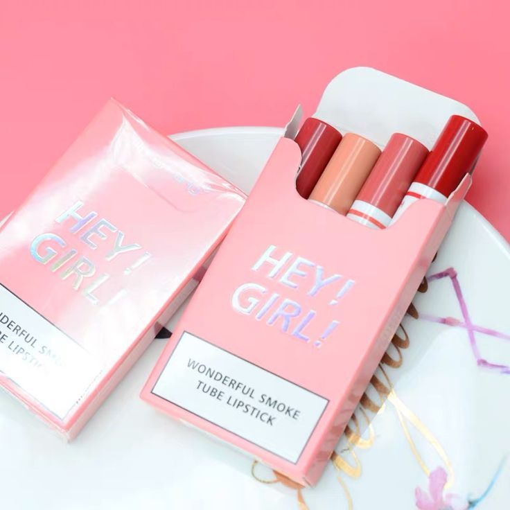 Heng Fang Hey Girl Wonderful Smoke Tube Lipstick – Long-Lasting Matte Finish 4PCs set