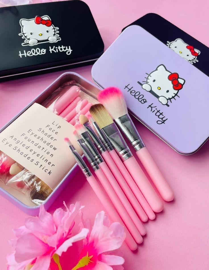 Hello Kitty Makeup Brushes Set – Soft Premium Cosmetic Brush Kit | Cute Pink Beauty Tools for Blending, Contouring & Eye Makeup