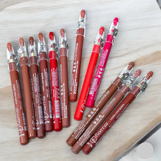 Flormar Jumbo Lip Pencil with Sharpener 💄 | Long-Lasting Lip Color & Smooth Application 12PCs Set